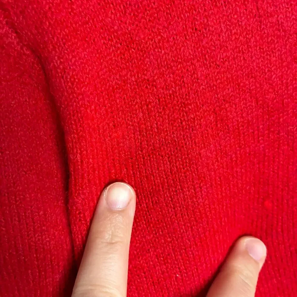 Lands' End Red Sweater Mini Dress Long Sleeve Acrylic Blend Womens XS